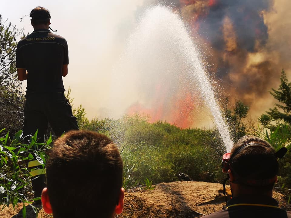 incendio nel Parco naturale di Punta Pizzo